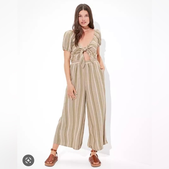 American Eagle Front Tie Striped Jumper Size Sm/M - Picture 2 of 9